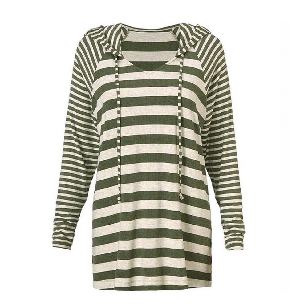 Cabi Striped Playoff Hoodie XXS Green Knit Raglan Pullover Coastal Casual Top‎